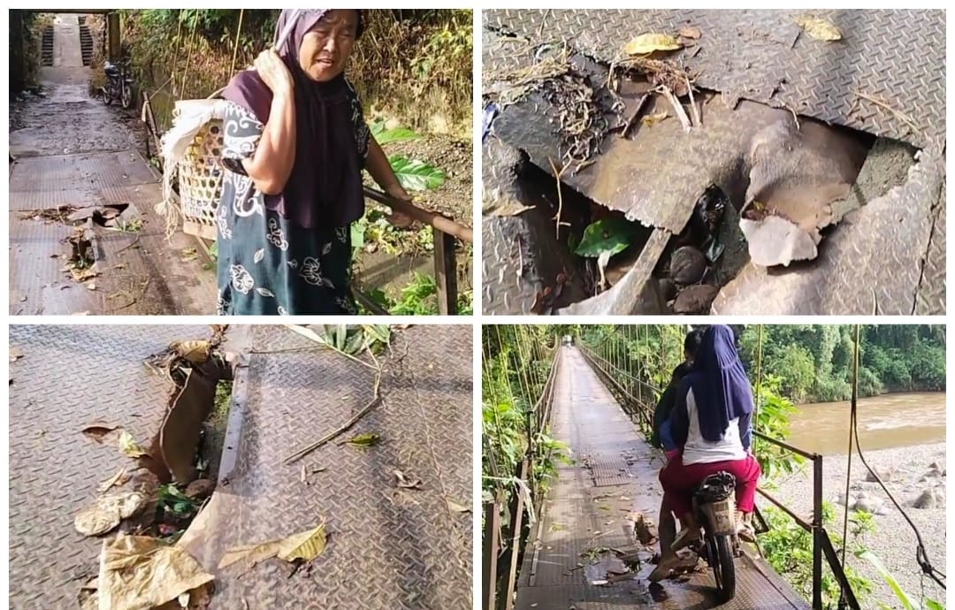 Petani Ulak Lebar Lubuklinggau “Menjerit” Buruknya Akses Jembatan Gantung