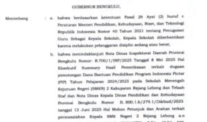 Gubernur Resmi Copot Kepala SMKN 2 Rejang Lebong