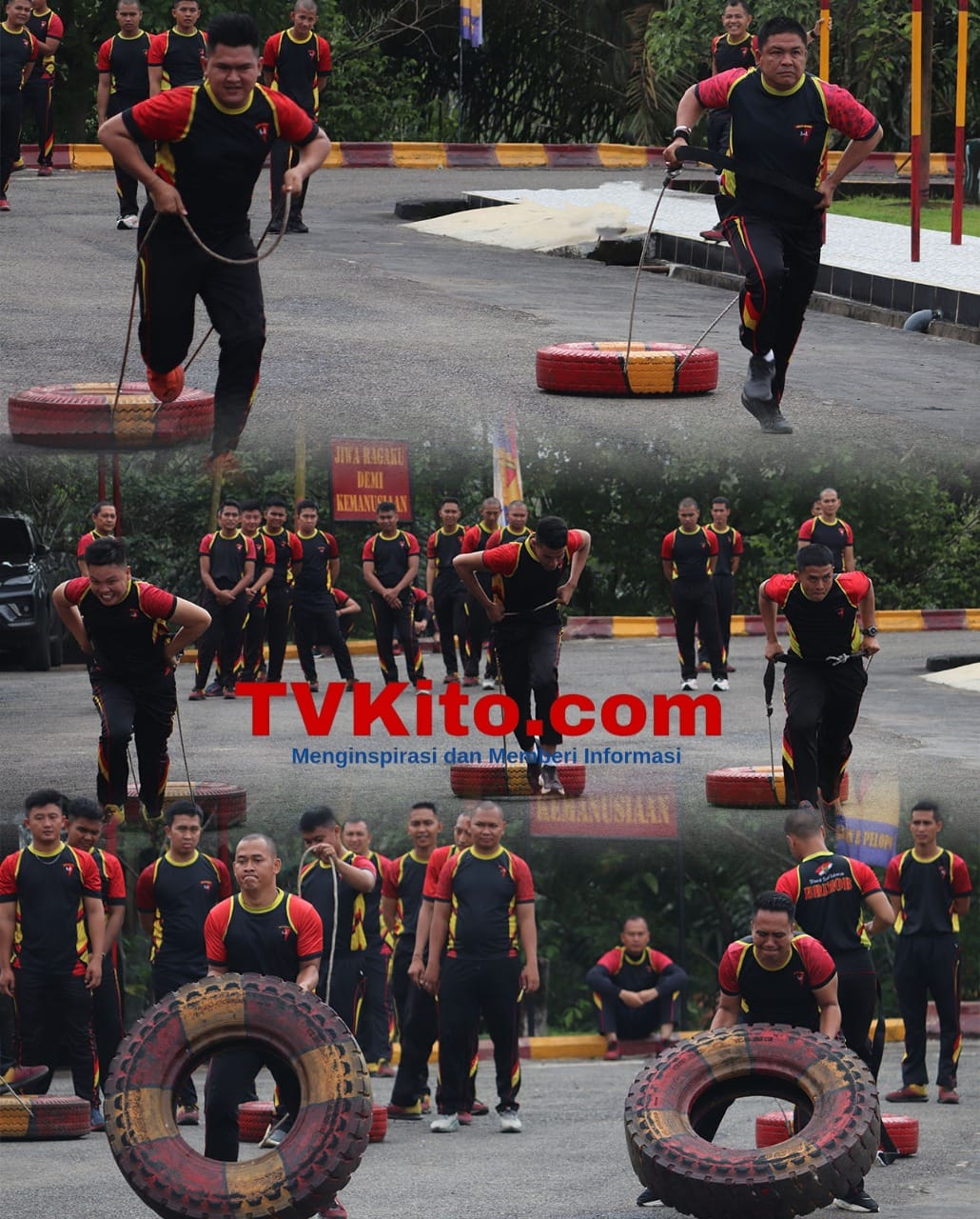 Tingkatkan Kualitas Fisik dan Mental, Personel Satbrimob Polda Sumsel Batalyon B Pelopor Latihan Brifit Warriors