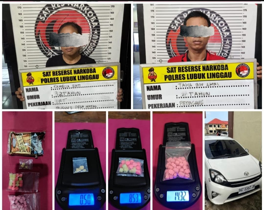 Satres Narkoba Polres Lubuk Linggau  Berhasil Menangkap Pengedar Pil Ekstasi Kamelia (32) Dan Taha (31)