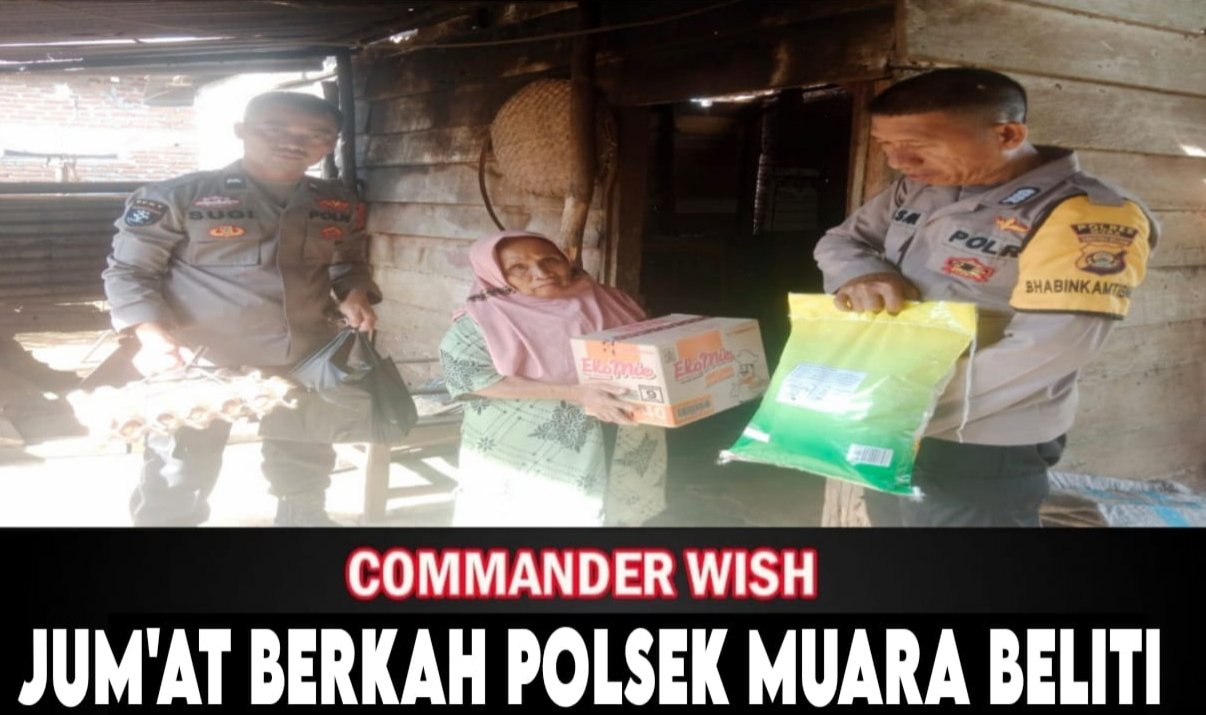 Jumat Barokah, Polsek Muara Beliti Salurkan Bantuan Sembako untuk Warga Kurang Mampu