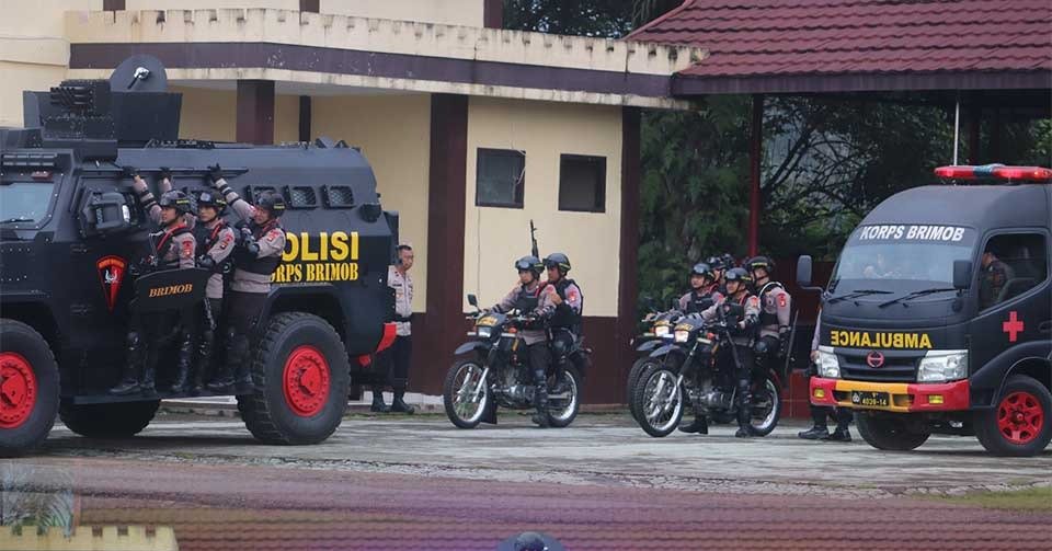 Satbrimob Polda Sumsel Batalyon B Pelopor Gelar Latihan Detasemen 45 Anti Anarkis
