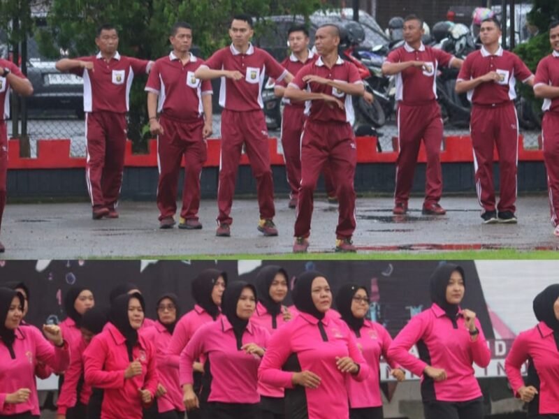 Jaga Kebugaran dan Kebersamaan, Satbrimob Polda Sumsel Batalyon B Pelopor Bersama Bhayangkari Gelar Senam Bersama