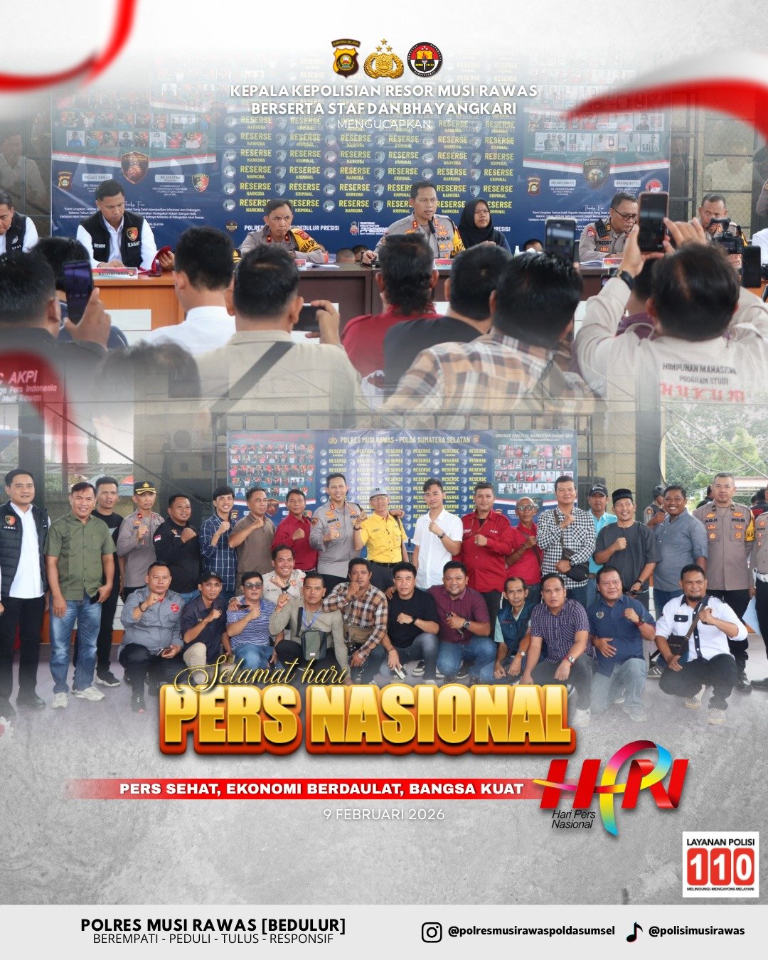 Polres Musi Rawas Ucapkan Selamat Hari Pers Nasional 2026