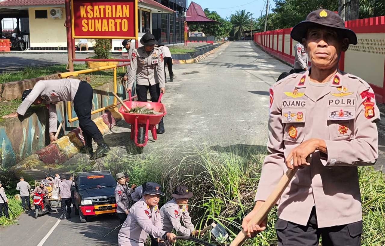 Tindak Lanjuti Arahan Presiden, Satbrimob Polda Sumsel Batalyon B Pelopor Laksanakan Korve di Lingkungan Mako