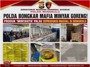 Polda Bongkar Mafia Minyak Goreng, ‘Minyakita’ Palsu Diproduksi Massal di Bengkulu