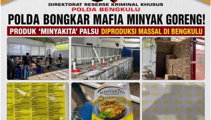 Polda Bongkar Mafia Minyak Goreng, ‘Minyakita’ Palsu Diproduksi Massal di Bengkulu