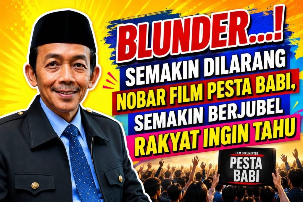 Blunder…! Semakin Dilarang Nonton Bareng Film Pesta Babi, Rakyat Semakin Berjubel Ingin Tahu  Oleh: Aceng Syamsul Hadie, S.Sos., MM  Ketua Dewan Pembina Pusat ASWIN (Asosiasi Wartawan Internasional)