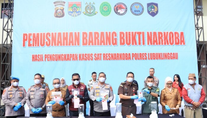 1,4 Kg Sabu Dimusnahkan Polres Lubuk Linggau, Forkopimda Hadir Menyaksikan